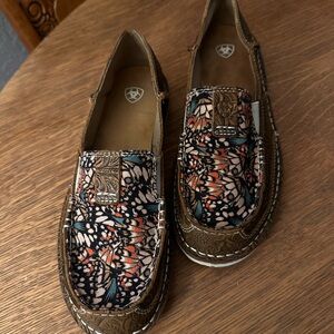 Ariat Cruiser tooled brown leather and Patterned Slip-On Shoes